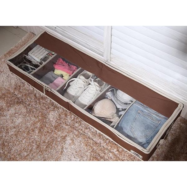 1 stk Brun Skoorganisator Under Sengen – Solid Boks med Solid Z
