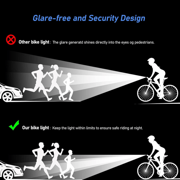 Cykellampor, Kraftfulla USB Laddningsbara LED-Cykellampor med Autosensor