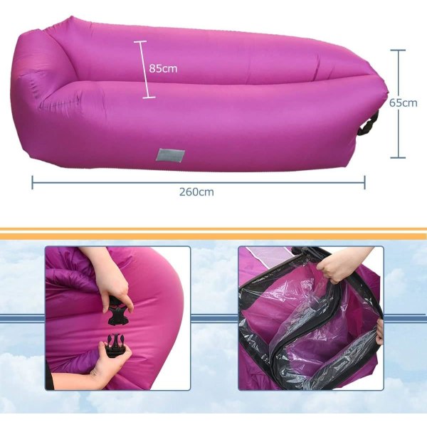 Uppblåsbar Hängmatta, Bärbar Uppblåsbar Lounger Uppblåsbar Soffa,