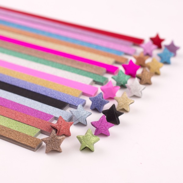 20 färger glitter rosa stjärnpapper lök papper vikning matt gradua