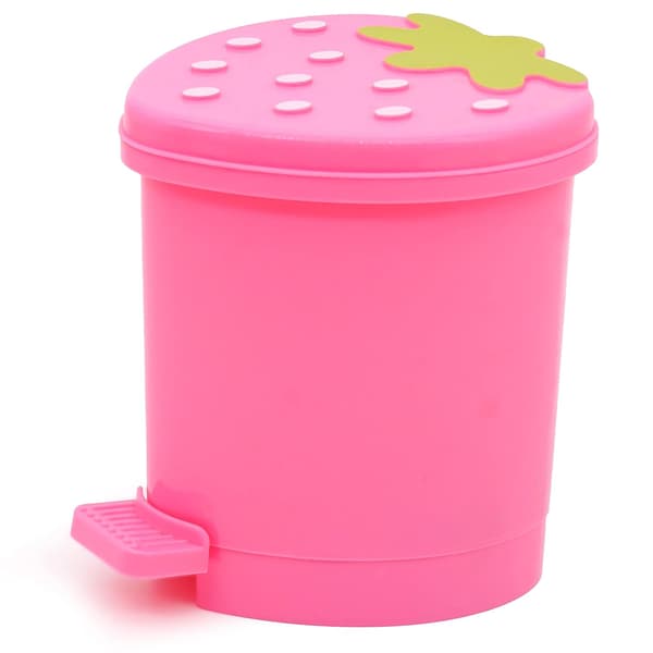 Mini Skrivbords Papperskorg med Svinglock Söt Rosa Jordgubbe