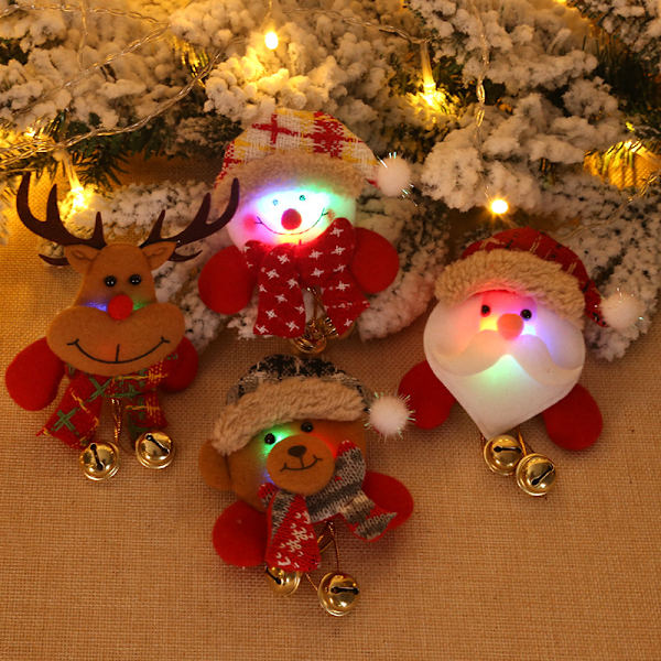4 Julepynt Luminous Bells Henger Smykker Broches Dårlig