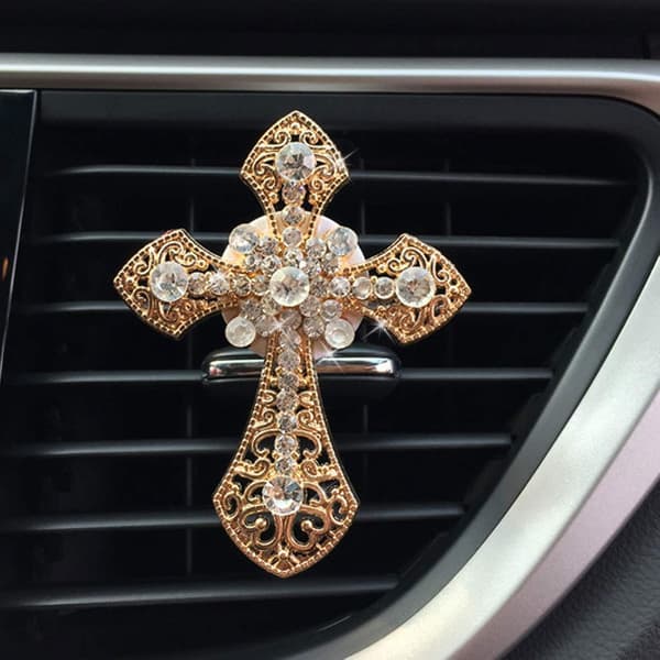 Bling Bil Luftventil Clip Kristall Kors Rhinestone Bil Luftkonditionering