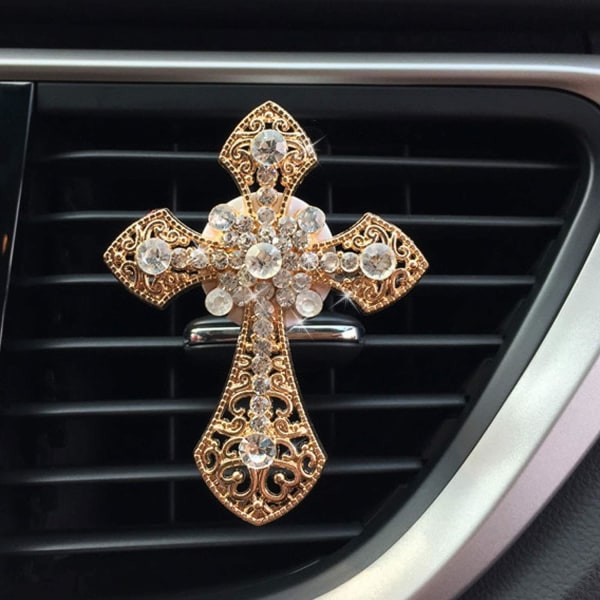 Bling Car Air Vent Clip Crystal Cross Rhinestone Car Air Conditio