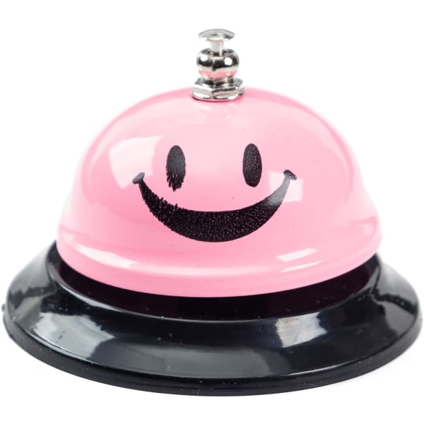 Ringklocka, 3,35 tums diameter, metallklocka, rosa smiley , skrivbord