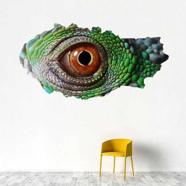 3D Broken Wall Vision Dinosaur Lizard Eyes Väggdekor Living