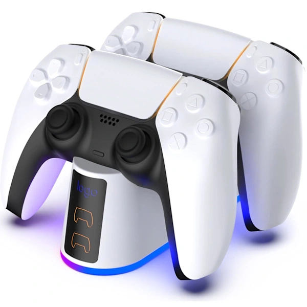 PS5 ladestation, PS5 controller ladestation med justerbart lys, hurtig opladningsdock til Playstation 5 controller