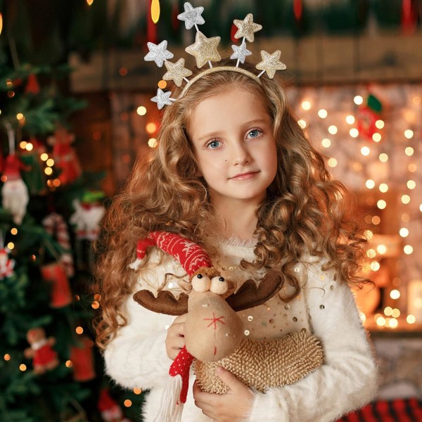 Glitter Stjerne Hodebånd Jule Hodebånd Prinsesse Hodebånd Gl DXGHC