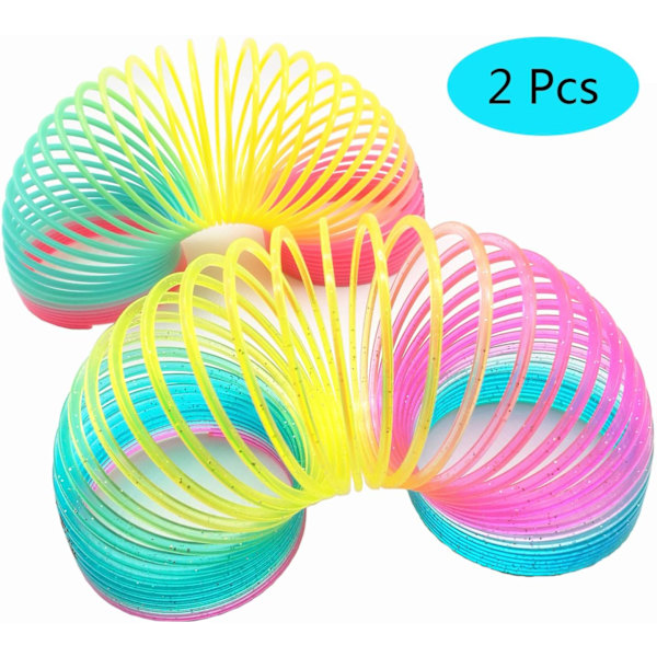 2 stk. 8,6*9 cm Magic Spring Regnbue Legetøj - Stablet Cirkel Regnbue C
