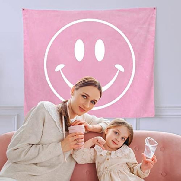 1 Stycke Rosa Smiley Gobeläng - Söt Inredning till Rummet, Flickigt Sovrum, Studie