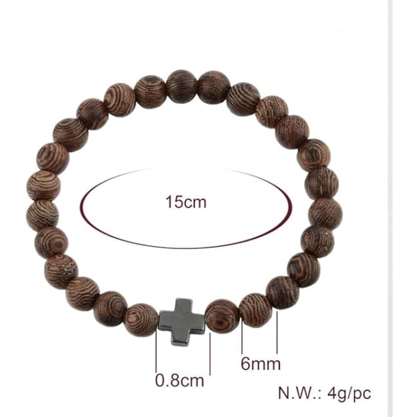 Christian Prayer Beads Armband – Wooden Beads & Cross