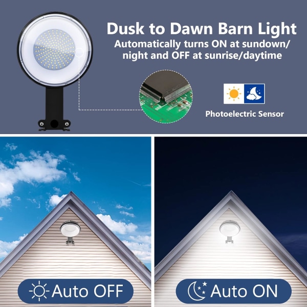 150W Udendørs LED Ladelys, Skumring til Daggry Fotocelle LED Garage Lys