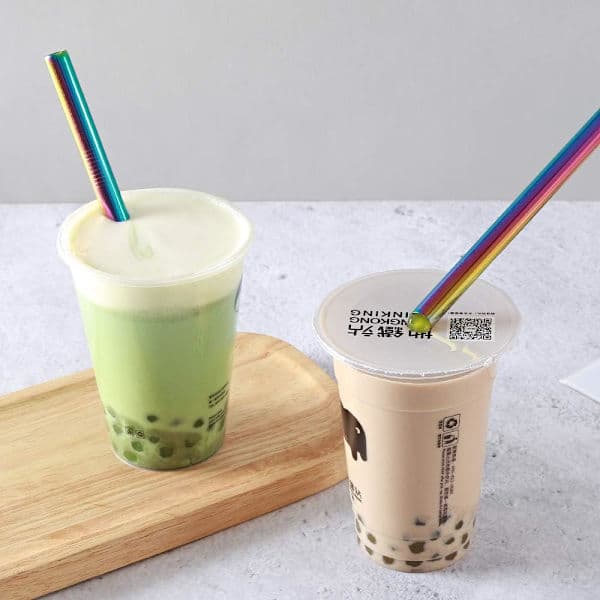 6 stk. genanvendelige Boba sugerør Smoothie sugerør, 0,5 \" brede rustfri,ta