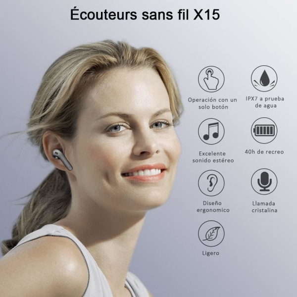Bluetooth-kuulokkeet 5 Langaton Stereo Bluetooth-kuulokkeet, 40 tuntia