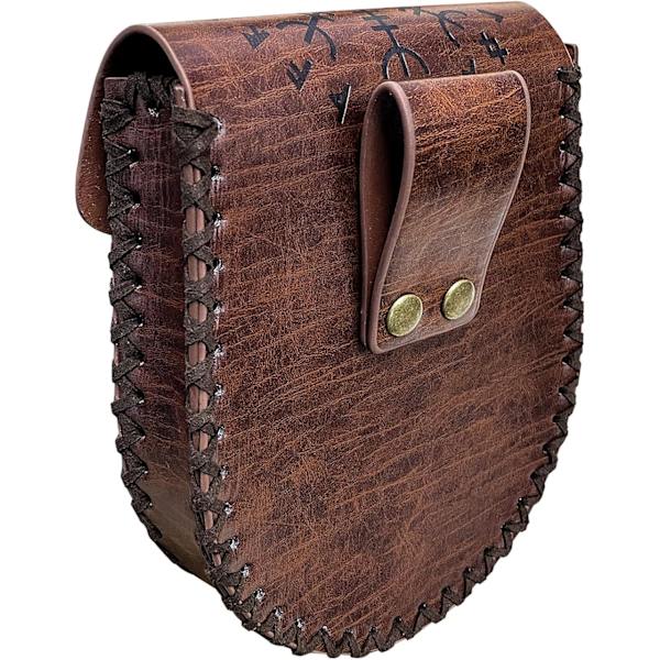 Brun Präglad Bältesväska, Vintage Viking Läder Midjeväska