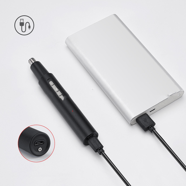 Nese- og ørehårstrimmer (Svart), Profesjonell USB-oppladbar hår
