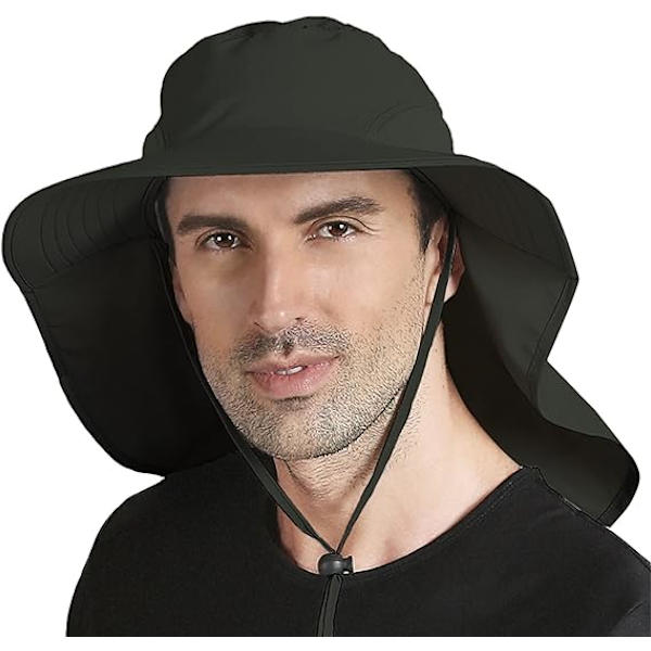 Unisex Solhatt för Utomhus, Solskydd, Fiskehatt, Bred Brätte, Halsklaff