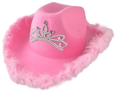 Cowboy-hattu Pink Western Cowboy Hat Feather Solid Colour Felt Hat