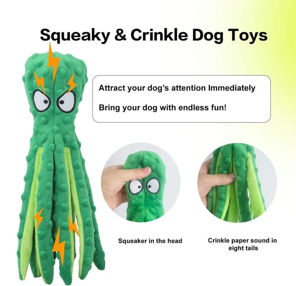 2-pack (Lila + Grön) Hundpipande Leksaker Bläckfisk - Ingen Fyllning, Bara Knaster