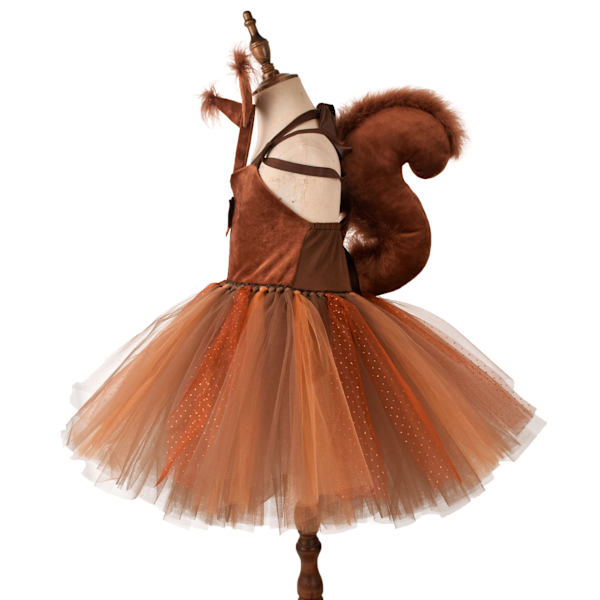 Tyttöjen viidakkoteemainen mekko Eläin orava Romper Tutu-mekko Joulujuhla-asu Safari Lyhyt mekko 3 kpl sarjat（s）