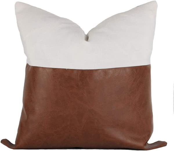 Kuddfodral Modern Minimalistisk Stil Bomullsduk och Läder DXGHC