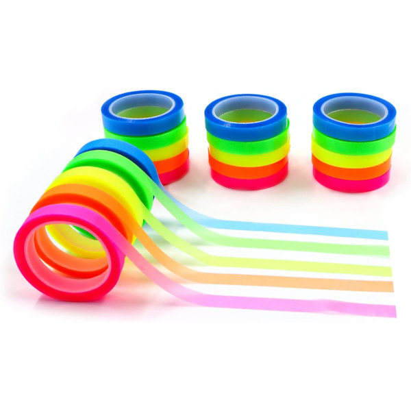 20 Ruller Klar Skrivelig Høylysende Tape, Tynne Sticky Notes, 5 Farger