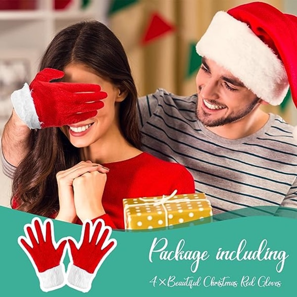 Julhandskar Santa Röda handskar med vita lurviga manschetter Kostym F d572  | Fyndiq