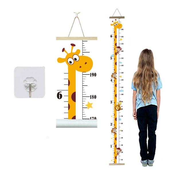 Avtagbar höjdtabell för barn, Dinosauriemättabell för barnbarns höjd som dekoration, söta canvasmätare