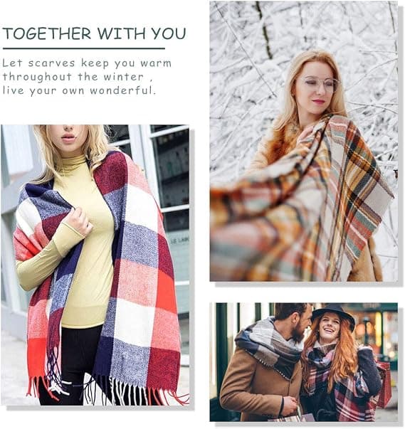 Vinter Tartan Halsklæde - Kvinder Lang Plaid Halsklæder Varmt Uld Britisk