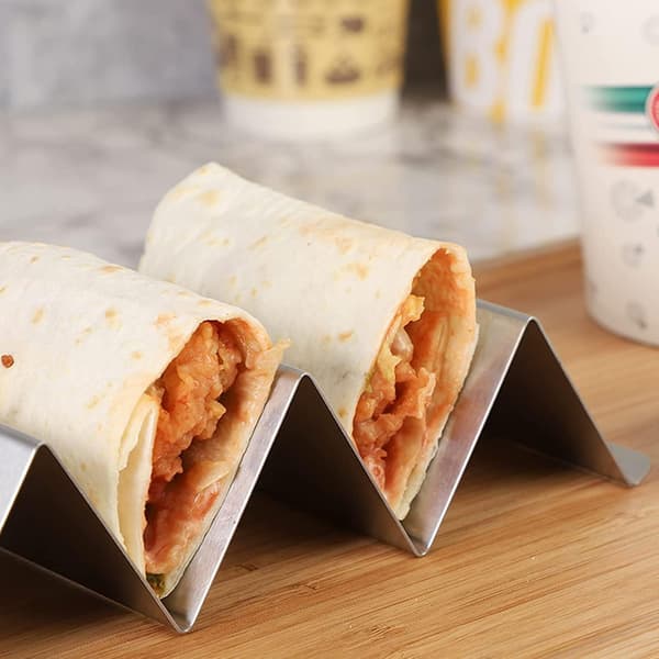 Taco Holder, Sæt af 2 304 Rustfrit Stål Hotdog Holdere med Ha