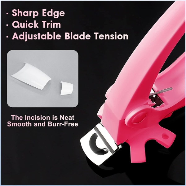 Nail Clipper,Pink Adjustable Nail Tip Cutter False Nail Cutter Cl