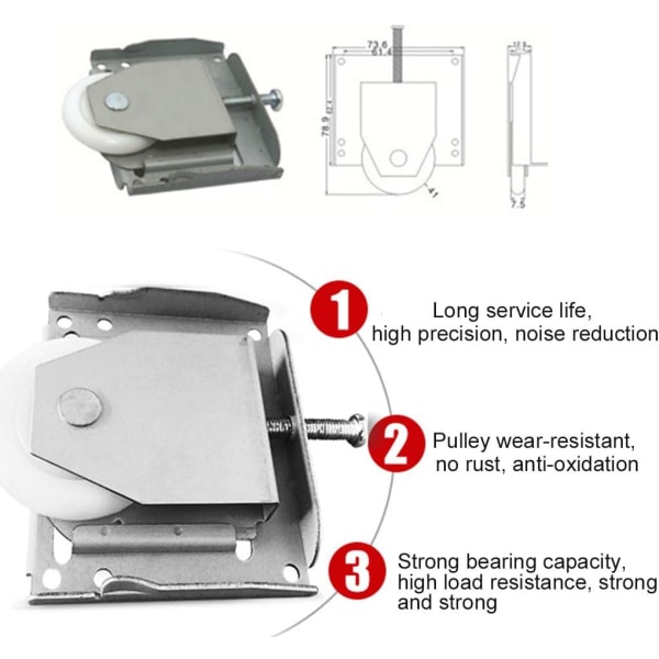 2-pack Glidande Garderobsdörrsrullar Metall Möbel Rulllager