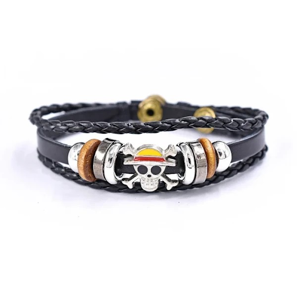 Figur Anime One Piece Anime Armbånd PU Luffy Armbånd Cosplay Rekvisita Halmhatt Pirat Smykker Rekvisita Leker Barn ,A