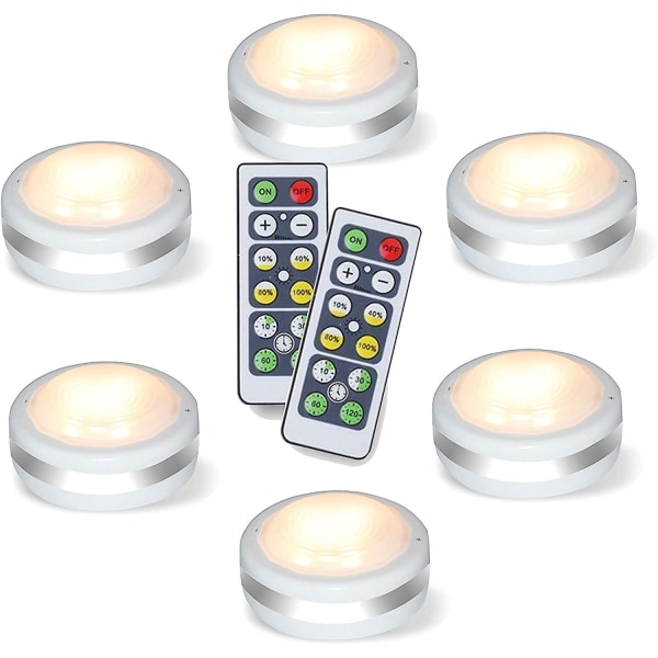 6pcs Puck Light with Remote Control, Wireless LED Puck Light Batt