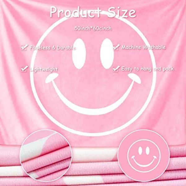 1 Stycke Rosa Smiley Gobeläng - Söt Inredning till Rummet, Flickigt Sovrum, Studie