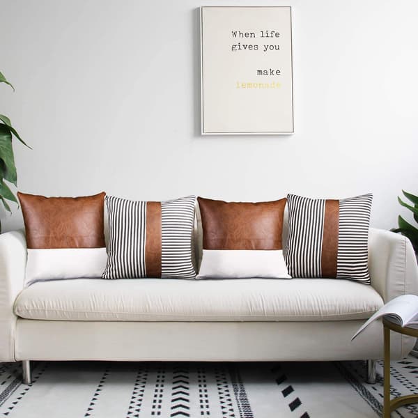 Kuddfodral Modern Minimalistisk Stil Bomullsduk och Läder DXGHC