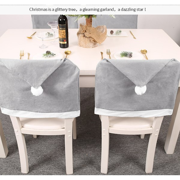 4 stycken gråa stolsöverdrag i non-woven tyg, julstolsöverdrag