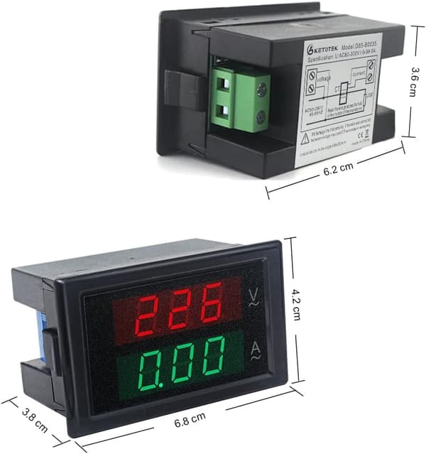 Digitalt amperemeter AC 80V-300V 100A, 2-i-1 multimeterpanel 110V/22