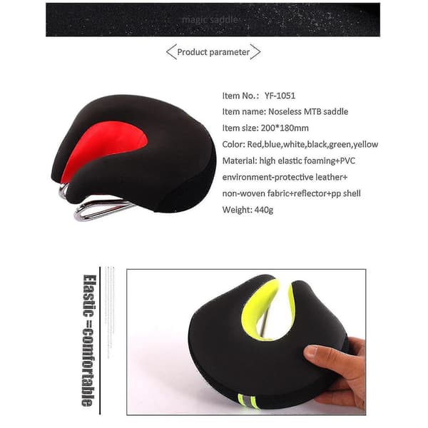 Pyörän satula ilman nenää Pyörän satula Maastopyörä Paksuuntunut Super Soft Cushio(Musta vihreä)