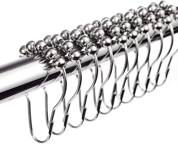 Set med 24 rostfria duschdraperiringar med glidande system