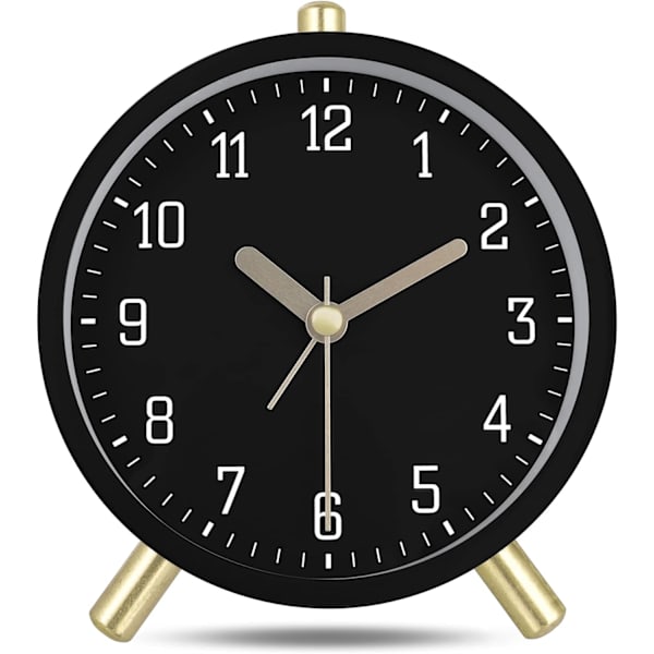 Klassisk Sort 11cm Metal Moderne Lydløs Analog Vækkeur med DXGHC