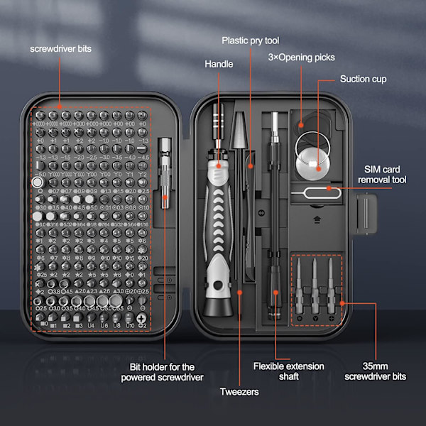 130-i-1 Precision Bitsats, Torx Skruvmejselset, Precision Skruv