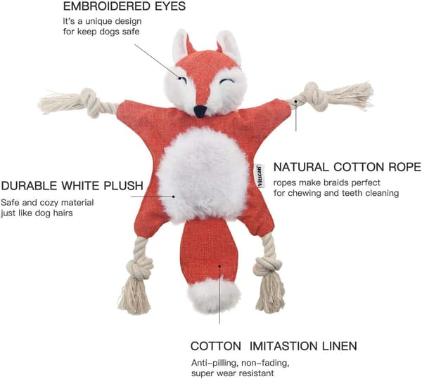 Stuffless Hundefiler for Valp, Knytte Squeaky Hundefiler Plush