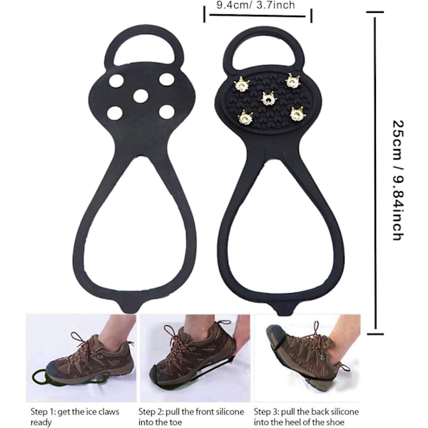Universal Non-Slip Gripper Pigge til Sko, Is Traction Cleat Grips med Stål Pigge Crampon, Sko Is & Sne Grips til