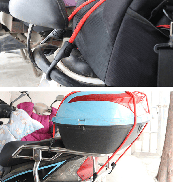 4 stycken bagagekrokar med elastiskt rep för cykel, motorcykel, bil