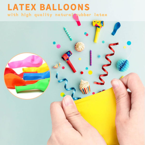 Fødselsdagballonger - 100 Ballonger - Premium Kvalitet Multifarget Bue