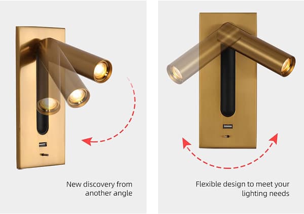 Leselys LED Hodegavllampe Skjult Bryter Sengelampe, USB