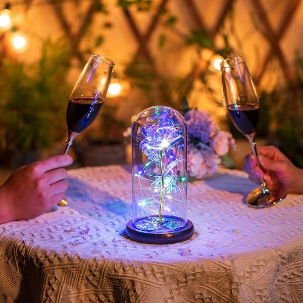 Led Enchanted Galaxy Rose Evig 24k Guldfolie Blomst Med Fe