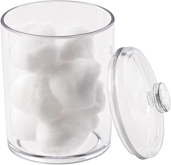 Sett med 4 oppbevaringsbokser til bad, liten plastboks med l
