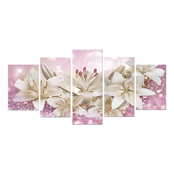 （rosa）5-delad kärleksblommor canvas väggmålning